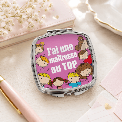 Miroir de poche maitresse au Top - Cadeau fin d'année scolaire