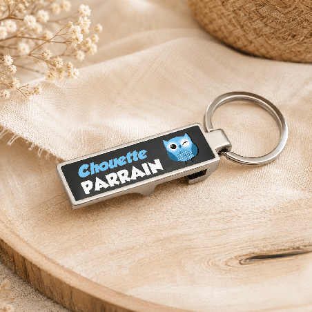       Porte-clés décapsuleur Parrain - cadeau baptême original
    