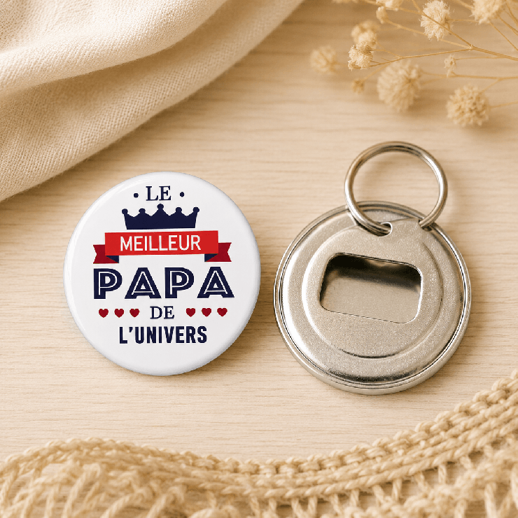                     Décapsuleur Meilleur papa blanc - idée cadeau Noël papa
                  