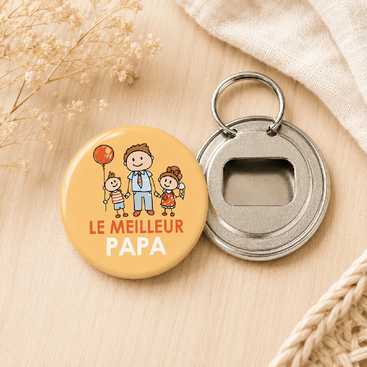       Décapsuleur Le meilleur papa orange - illustration papa enfants
    