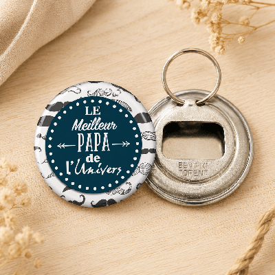 Porte-clés décapsuleur Papa métal - cadeau anniversaire