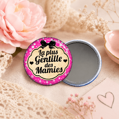 Miroir de Poche La Plus Gentille des Mamies - Cadeau Personnalisé