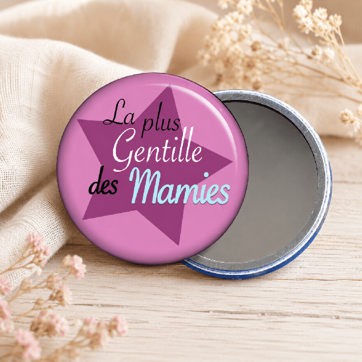                     Miroir de poche "La plus gentille des mamies" étoile
                  