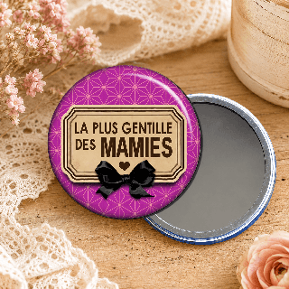 Miroir de poche "La plus gentille des mamies" nœud