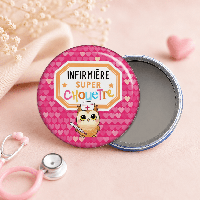 Miroir de poche "Infirmière super chouette"