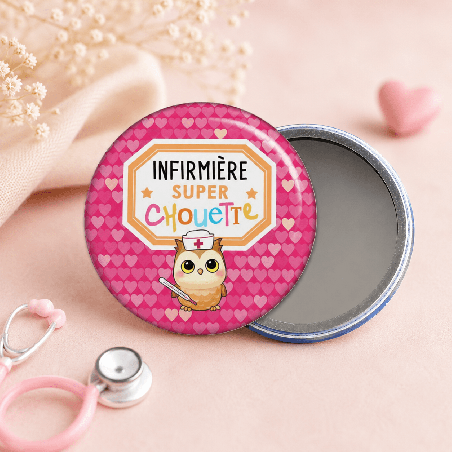       Miroir de poche "Infirmière super chouette"
    