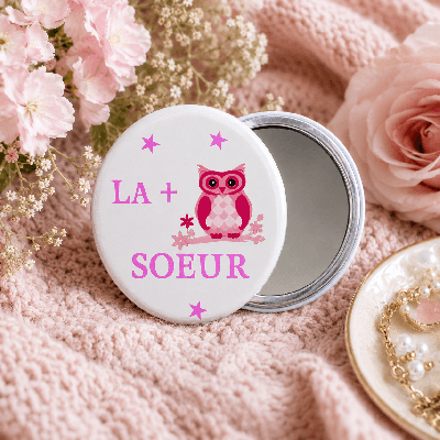 Miroir chouette Soeur - Cadeau pratique et utile!