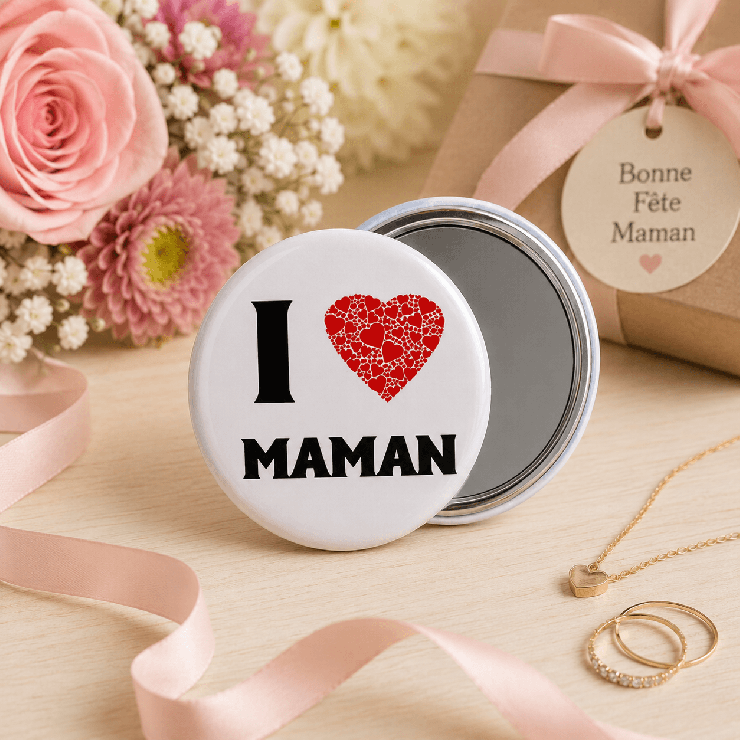                    Miroir de poche - I love Maman
                  