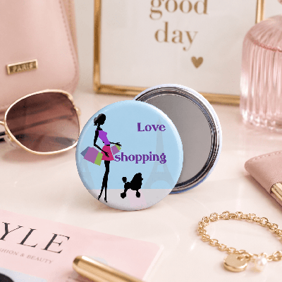 J'aime le shopping avec ce miroir de poche - Idee cadeau