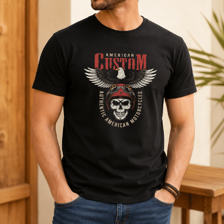                     T-Shirt motard Américan Custom
                  