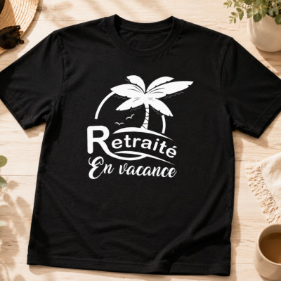 T-shirt Retraité en Vacances - Idée cadeau