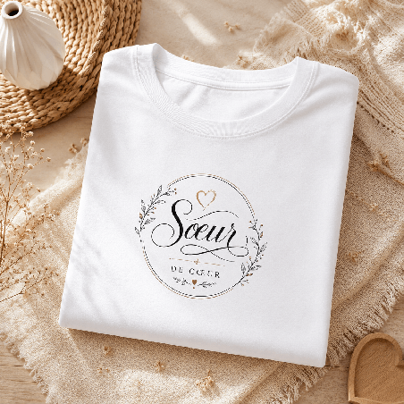       T-shirt Soeur de coeur pour un message tendre
    
