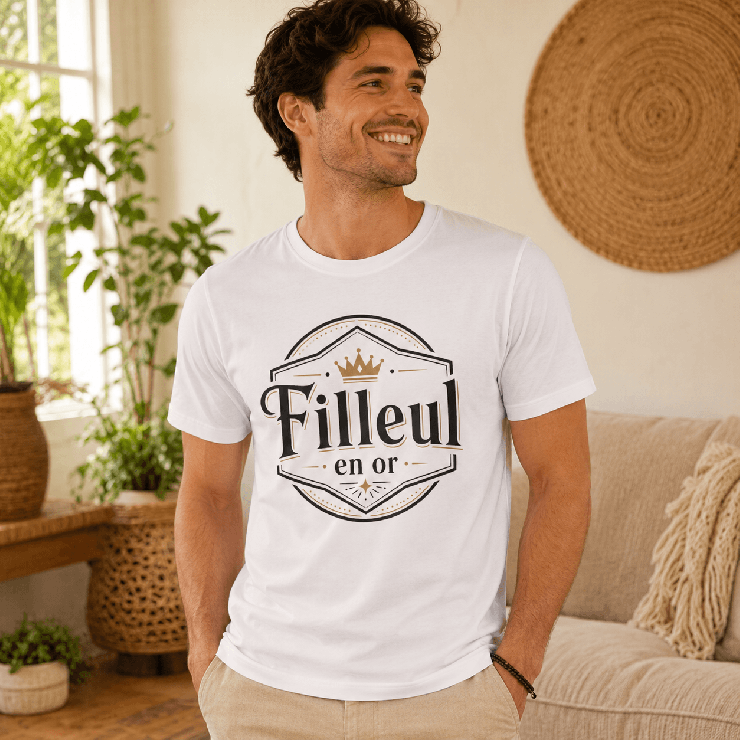                     T-shirt Filleul en or - Cadeau humour
                  