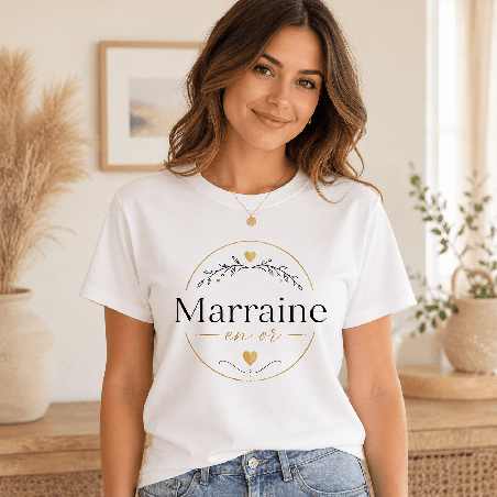       Un t-shirt Marraine en or pour célébrer un lien unique
    