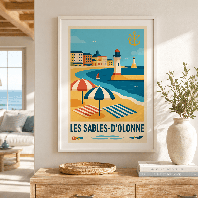 Affiche Les Sables-d’Olonne – Illustration rétro bord de mer