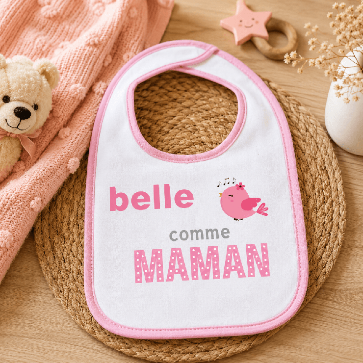       Bavoir rose 'Belle comme maman'
    