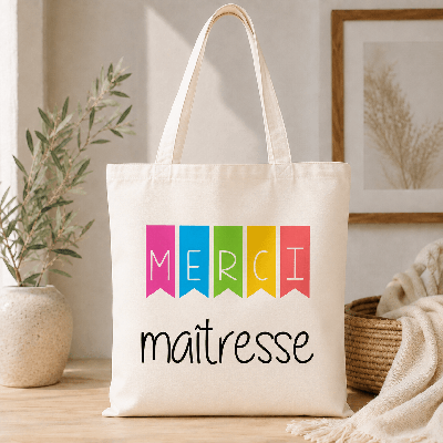 Tote bag maitresse - Cadeau enseignante pour dire Merci!