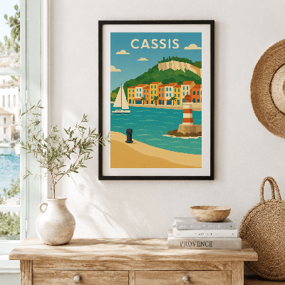 Affiche Cassis – Illustration déco vintage du port de Provence