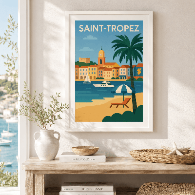 Affiche Saint-Tropez – Illustration déco Côte d’Azur chic