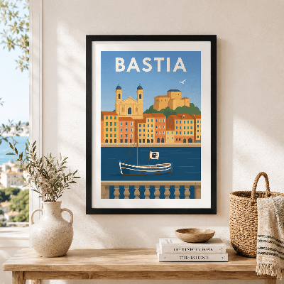 Affiche Bastia – Décoration vintage port corse encadrée