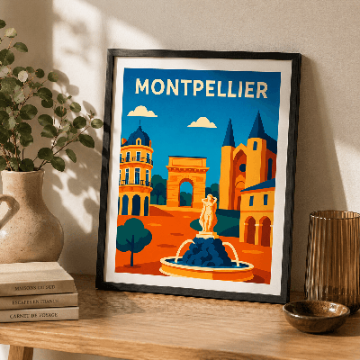 Affiche Montpellier vintage – Déco Peyrou et Trois Grâces