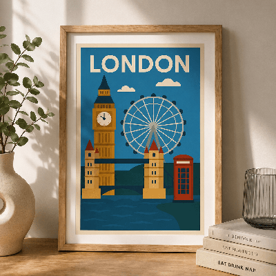 Affiche Londres vintage – Déco murale Big Ben & London Eye