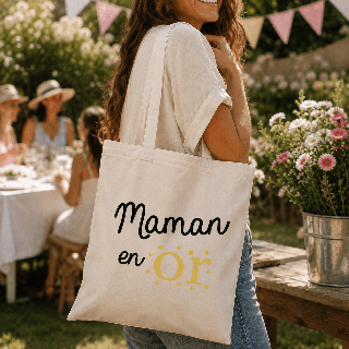 Tote bag Maman en or