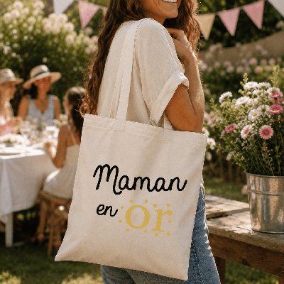 Tote Bag Maman en or - Sac souple personnalisé