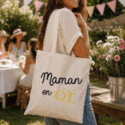 Tote bag Maman en or