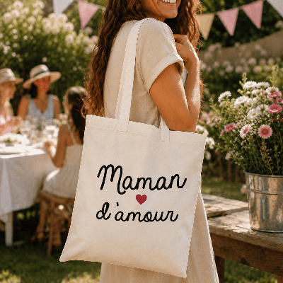 Tote Bag Maman d'amour - Sac souple personnalisé