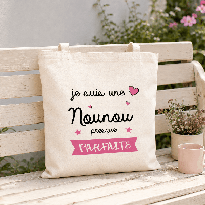 Tote bag nounou presque parfaite - Idée cadeau nourrice