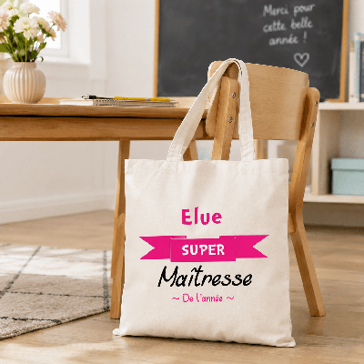 Sac shopping Maitresse d'école - cadeau pratique - Angora