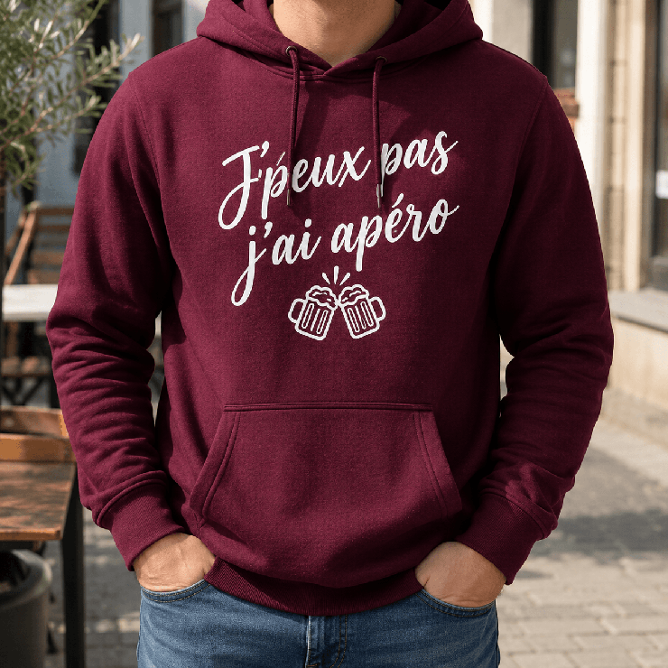                     Hoodie J'peux pas j'ai apéro
                  