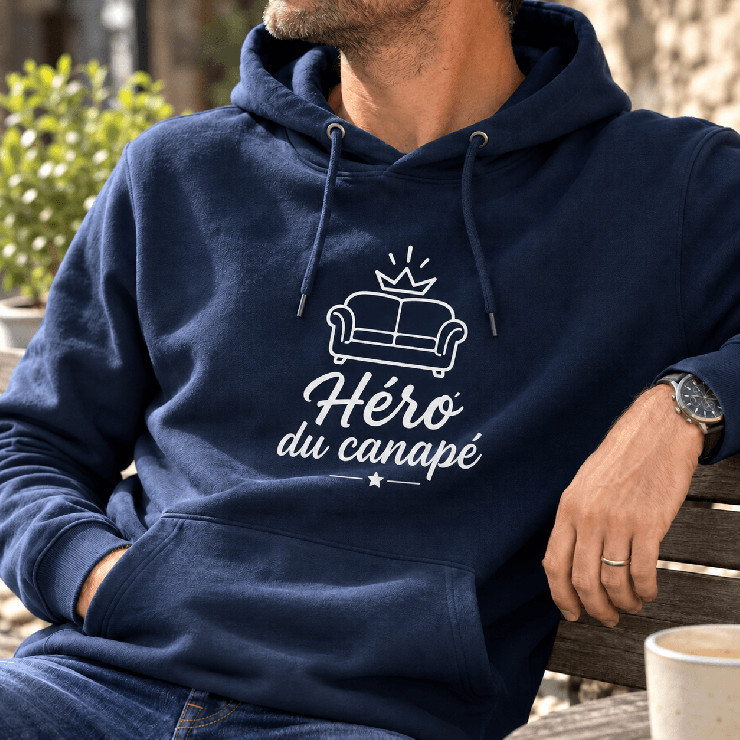                     Hoodie humoristique Héro du canapé
                  
