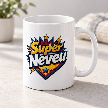       Un mug Super Neveu pour un cadeau style super-héros
    