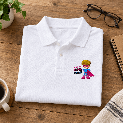 Polo Parrain - Manches courtes - Blanc - Top qualité