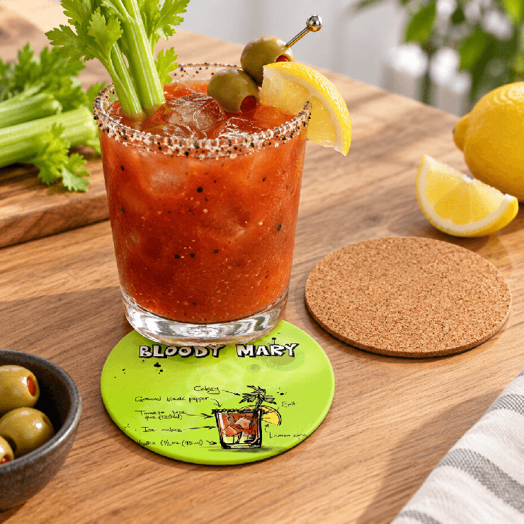       sous-verre cocktail Bloody Mary
    