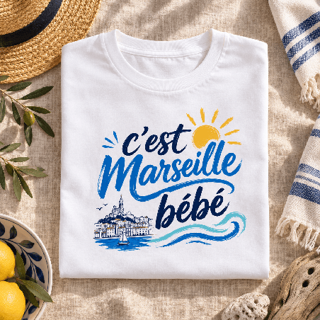       Un t-shirt Marseille femme au style décontracté et féminin
    