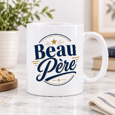 Mug beau-père en céramique blanche, message Beau Père