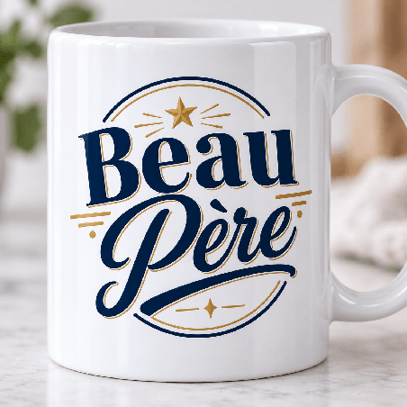       Mug beau-père en céramique blanche, message Beau Père
    