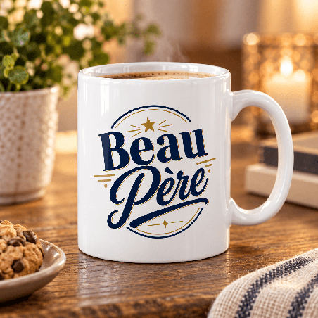       Mug beau-père en céramique blanche, message Beau Père
    