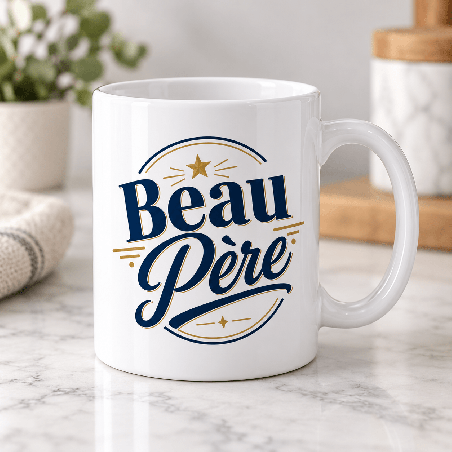       Mug beau-père en céramique blanche, message Beau Père
    