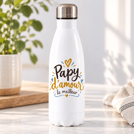       Gourde au design manuscrit autour du message Papy d’amour
    
