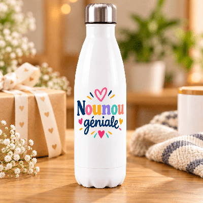 Gourde isotherme Nounou géniale 500ml imprimée en France