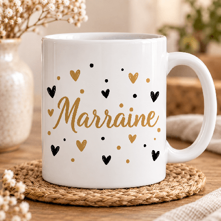       Mug Marraine entouré de petits cœurs
    