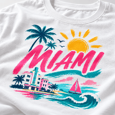       Un t-shirt Miami femme pour une tenue plage et soleil
    