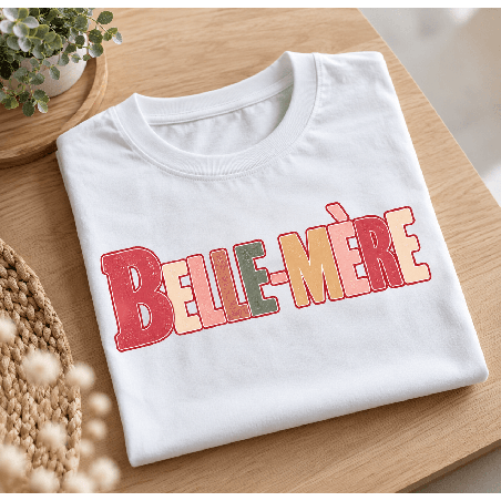       T-shirt Belle-mère à lettrage coloré
    