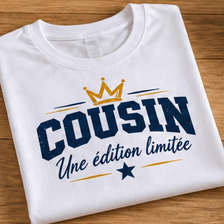       Un t-shirt cousin blanc au message complice et assumé
    