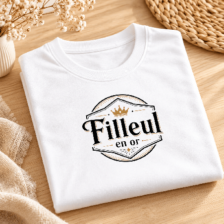       T-shirt à message Filleul en or
    