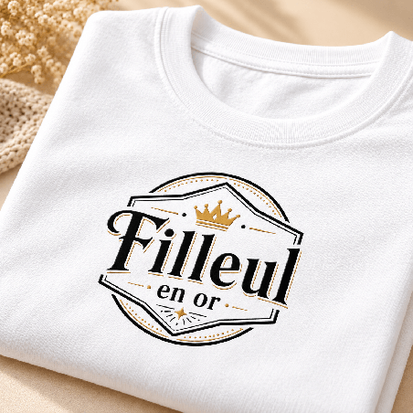       T-shirt Filleul en or couleur blanc
    